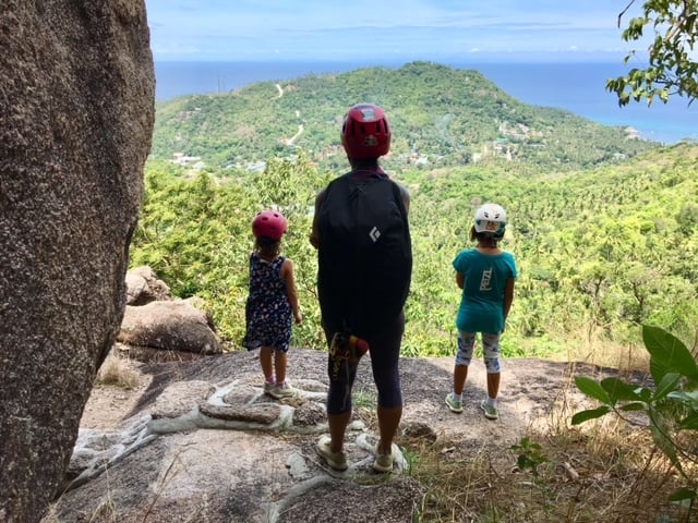 Sapphira Beaudin and girls  rock climbing in Koh Tao